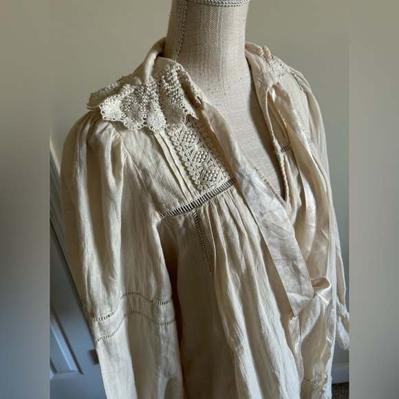 Free People 5 O'clock Tea Time Mini Dress Ivory Color Cotton size XS - Picture 5 of 11